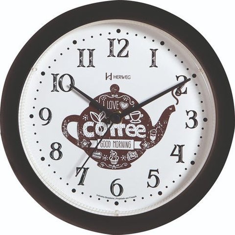 Relógio Parede 22cm Silencioso Preto Cozinha Herweg 660061s