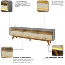 Ver imagem 4 de Rack para Tv até 85 Polegadas Requinte 3 Gavetas 100% Mdf com Pés e Led Cinza/off White - Gelius