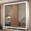 Ver imagem 1 de Guarda-roupa Casal Madesa Lyon Plus 3 Portas de Correr com Espelhos 4 Gavetas com Pés