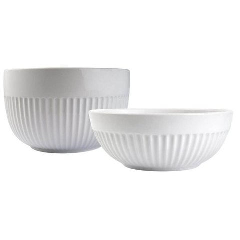 Conjunto Tigela Grande 2990ml e Bowl 630ml Branco Canelado Assar e Servir Germer Cozinha
