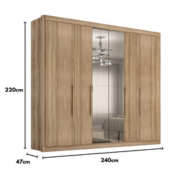Guarda Roupa Casal Valencia 6 Portas 6 Gav C/ Esp Teka Madrid - 5