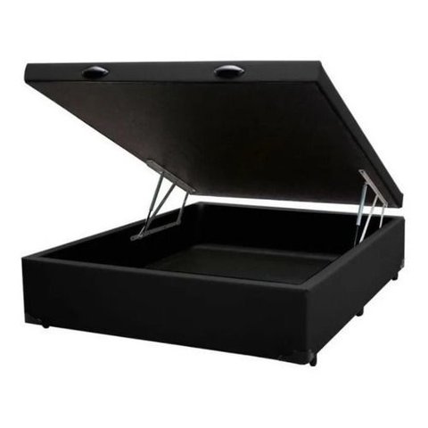Cama Viuva Box Baú 128x188 - Corino - Preto