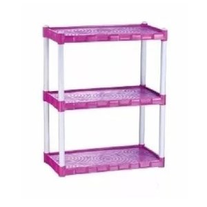 Estante Modular Plástica Rosa 3 Prateleiras