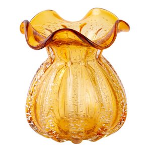 Vaso Decorativo Trouxinha de Vidro Tipo Murano Âmbar Veneza 11cm