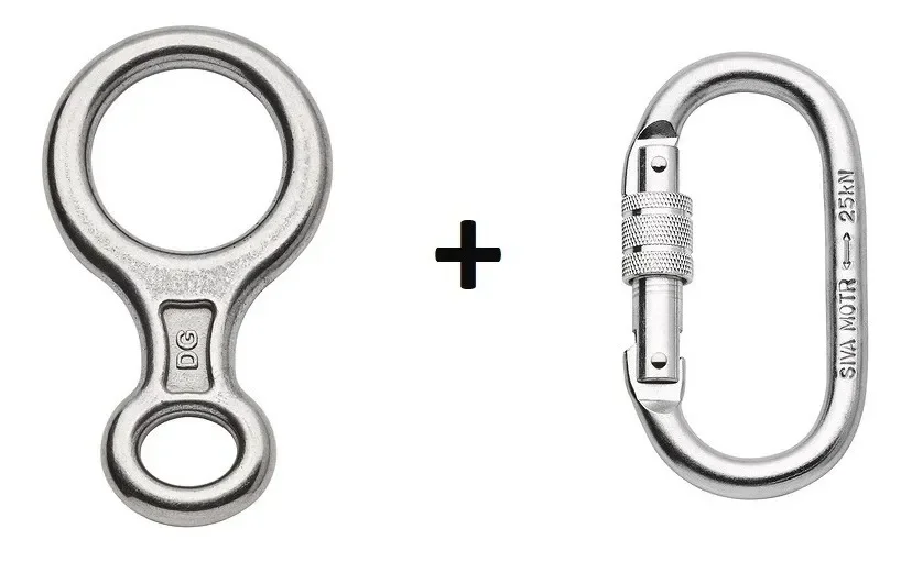 Freio 8 Aço 100kn + Mosquetão DG1000 DG1001 - 1