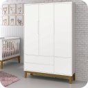 Ver imagem 2 de Guarda Roupa Infantil 3 Portas e 2 Gavetas Branco Classic Madeira