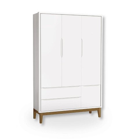 Guarda Roupa Infantil 3 Portas e 2 Gavetas Branco Classic Madeira