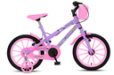 Ver imagem 1 de Bicicleta Aurora Fest, Aro 16, com Freios V-brake, com Rodas de Apoio, Capa Corrente e Cestinha Lilá