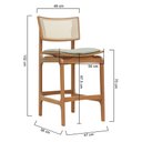 Ver imagem 2 de Banqueta Alta Bistrô Apollo Encosto Telinha Natural e Assento Anatômico - Natural Estofado Linho Beg