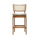 Ver imagem 4 de Banqueta Alta Bistrô Apollo Encosto Telinha Natural e Assento Anatômico - Natural Estofado Linho Beg
