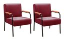 Ver imagem 1 de Kit 2 Poltronas Decorativas Jade Braços Fixo para Sala de Estar, Recepção - Suede Bordô