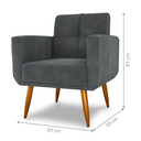 Ver imagem 2 de Poltrona Decorativa Itaqui Veludo Cinza