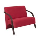 Ver imagem 1 de Poltrona 2 Lugar Vênus Suede Braço Madeira Vermelho