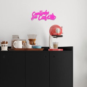 Cantinho do Café Placa Frase Decoração Parede Quadro Pink