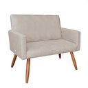 Ver imagem 5 de Kit 2 Poltronas e Namoradeira Nina Suede Bege Pés Palito Castanho - Pallazio
