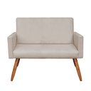 Ver imagem 6 de Kit 2 Poltronas e Namoradeira Nina Suede Bege Pés Palito Castanho - Pallazio