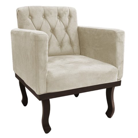 Poltrona Decorativa Classic Pés Luiz Xv Linho Bege - Amarena Móveis