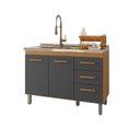 Ver imagem 1 de Gabinete de Cozinha Aurora 120cm Freijó/Cinza s/Tampo - Nathan