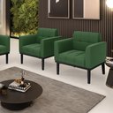 Ver imagem 2 de Kit 2 Poltronas Decorativas Karen Pés Fixo em Madeira Preto Suede Verde G19 - Gran Belo