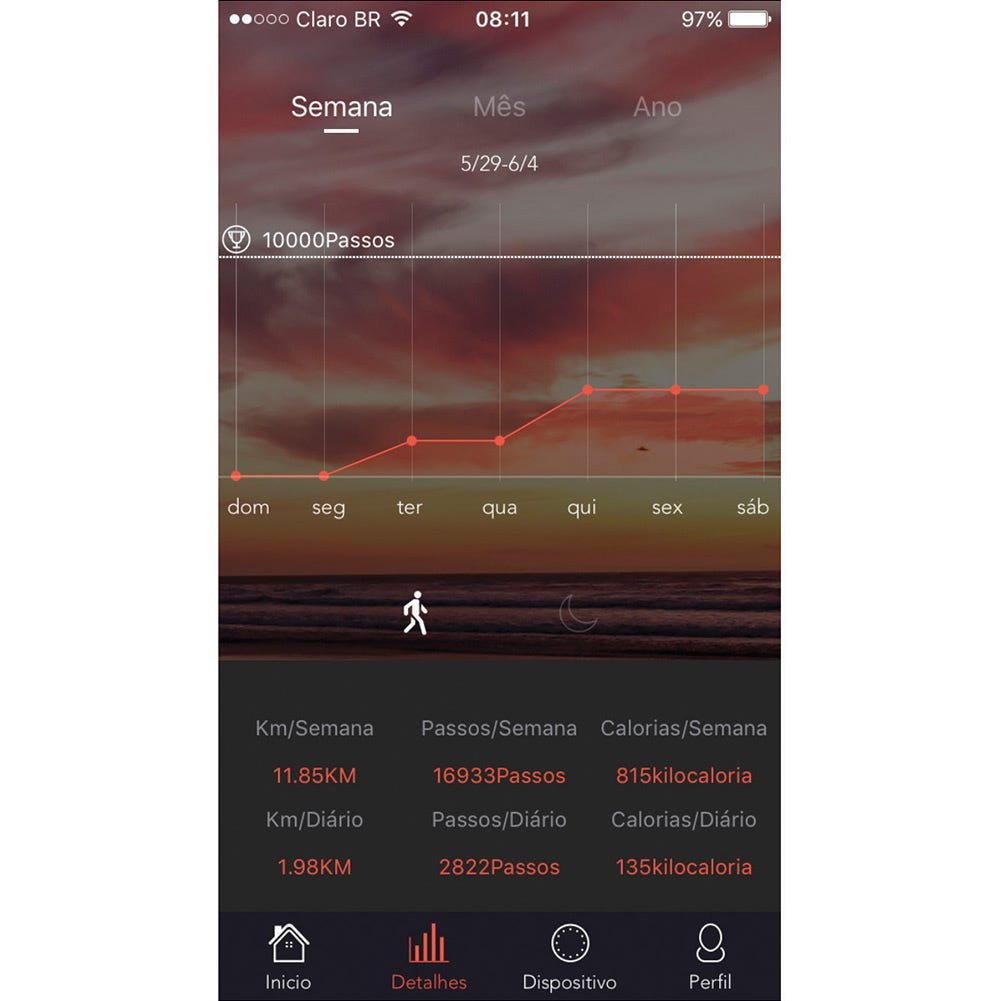 Pulseira Inteligente Smart Fitness Easy Mobile Hora Monitor Cardíaco com Aplicativo para IOS e Andro - 3