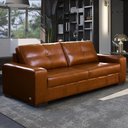 Ver imagem 1 de Sofá Decorativo 2 Lugares Turim 200cm Couro Conhaque G58 - Gran Belo