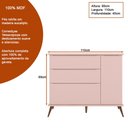 Ver imagem 3 de Conjunto Infantil Guarda Roupa e Cômoda Tina 100% Mdf Rose Semi Brilho - Sallar Home