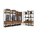 Ver imagem 7 de Kit Dormitório 2 Portas 10 Gavetas e Cabideiros Industrial Marrom/Canela/Preto Fosco