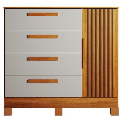 Cômoda Andorinha 4 Gavetas MDF-MDP Puxador MDF Off White Valdemóveis