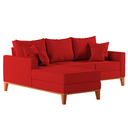 Ver imagem 4 de Sofá 3 Lugares Beny com Chaise Esquerdo Suede Vermelho