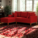 Ver imagem 2 de Sofá 3 Lugares Beny com Chaise Esquerdo Suede Vermelho