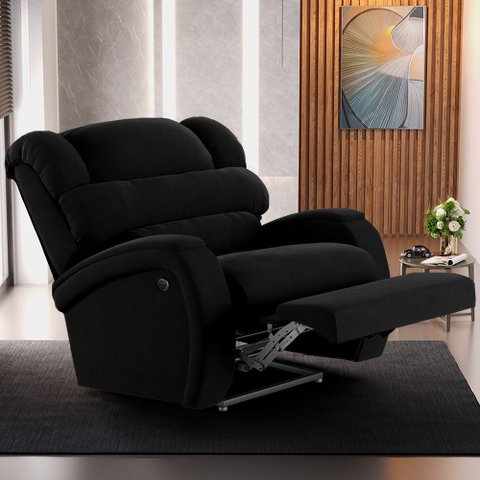 Poltrona do Papai Sala de Cinema Reclinável Kylie Power Elétrica Veludo Preto G23 Gran Belo Kylie Po
