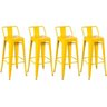 KIT - 4 x banquetas altas Iron Tolix com encosto - Industrial - Vintage - Amarelo - 1