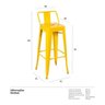 KIT - 4 x banquetas altas Iron Tolix com encosto - Industrial - Vintage - Amarelo - 5