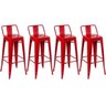 KIT - 4 x banquetas altas Iron Tolix com encosto - Industrial - Vintage - Vermelho - 1