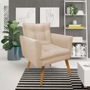 Ver imagem 2 de Kit Poltrona e Namoradeira 2 Lugares Olivia Suede Pés Palito Castanho - Pallazio - Bege