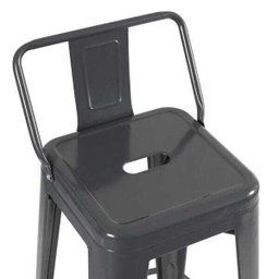 Banqueta Iron Tolix com encosto - 61 cm - Industrial - Aço - Vintage - Cinza escuro - 3