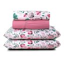 Ver imagem 1 de Jogo Cama Lençol Celi Casal Padrão Estampado Micropercal 200 Fios 4 Peças Bothanica Floral Rosa - 10