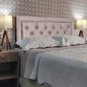 Ver imagem 1 de Cabeceira Queen 160 Cama Box Classic Luxor Bege Suede com Pés Rbl