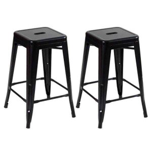 KIT - 2 x banquetas Iron Tolix - 61 cm - Industrial - Aço - Vintage - Preto