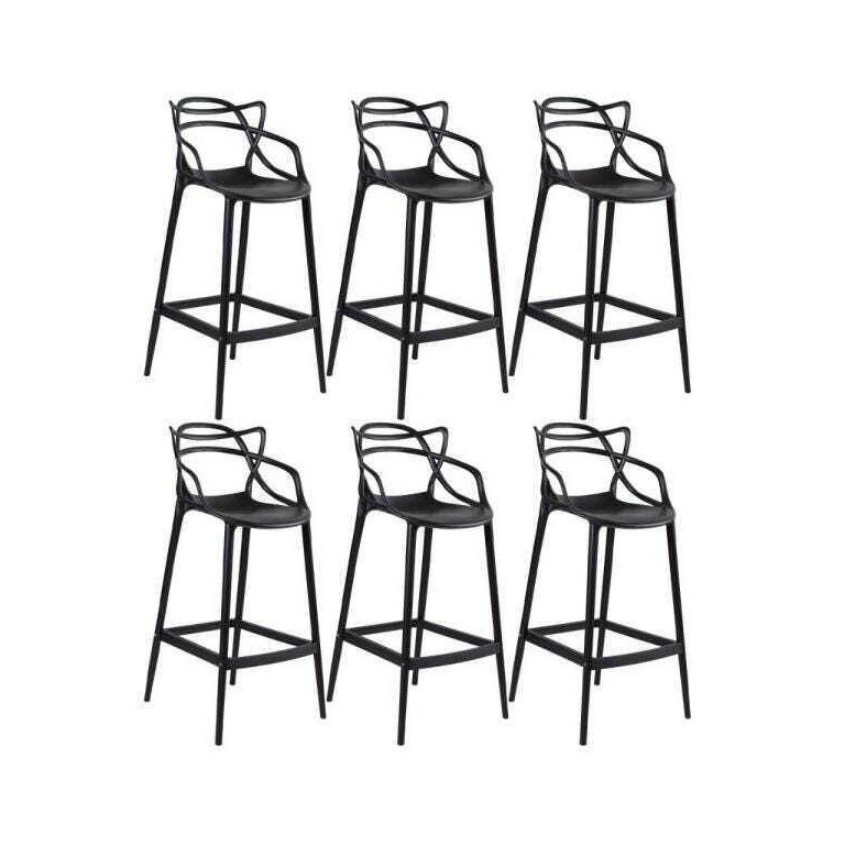 Kit - 6 X Banquetas Altas Masters Allegra - Preto