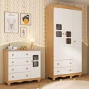 Ver imagem 3 de Quarto de Bebê Completo com Guarda-roupas 3 Portas e Cômoda Luna Multimóveis Mp4795 Madeirado/