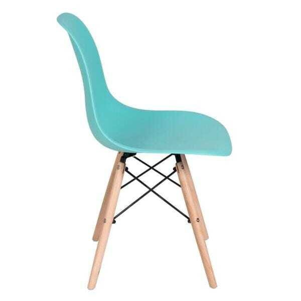 Cadeira Charles Eames Eiffel Dsw - Base de Madeira Clara - Verde Tiffany - 2