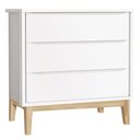 Ver imagem 2 de Cômoda Gaveteiro e Guarda Roupa Infantil 3 Portas New Classic Branco com Pés Madeira Natural -