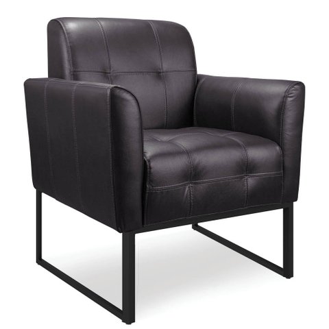 Poltrona Bia Couro Marrom A102 Base Metálica Industrial Preto - D’Rossi