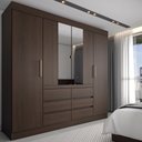 Ver imagem 1 de Guarda-roupa Casal Honey 4 Portas 6 Gavetas com Espelho - Panorama Móveis