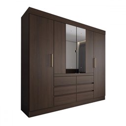 Guarda-roupa Casal Honey 4 Portas 6 Gavetas com Espelho Ébano - Pm - 3