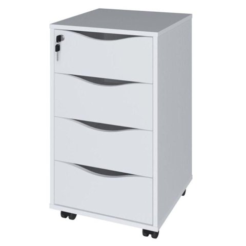 Gaveteiro 4 Gavetas com Rodizios 40x70 cm Branco Artany