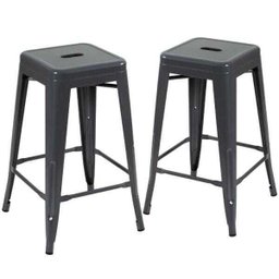 KIT - 2 x banquetas Iron Tolix - 66 cm - Industrial - Aço - Vintage - Cinza escuro - 1