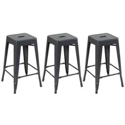 KIT - 3 x banquetas Iron Tolix - 66 cm - Industrial - Aço - Vintage - Cinza escuro - 1