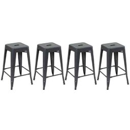 KIT - 4 x banquetas Iron Tolix - 66 cm - Industrial - Aço - Vintage - Cinza escuro - 1